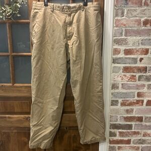 J Crew Mens Pants 38x32 Flannel Lined Khaki Chino Flat Front Straight Fit